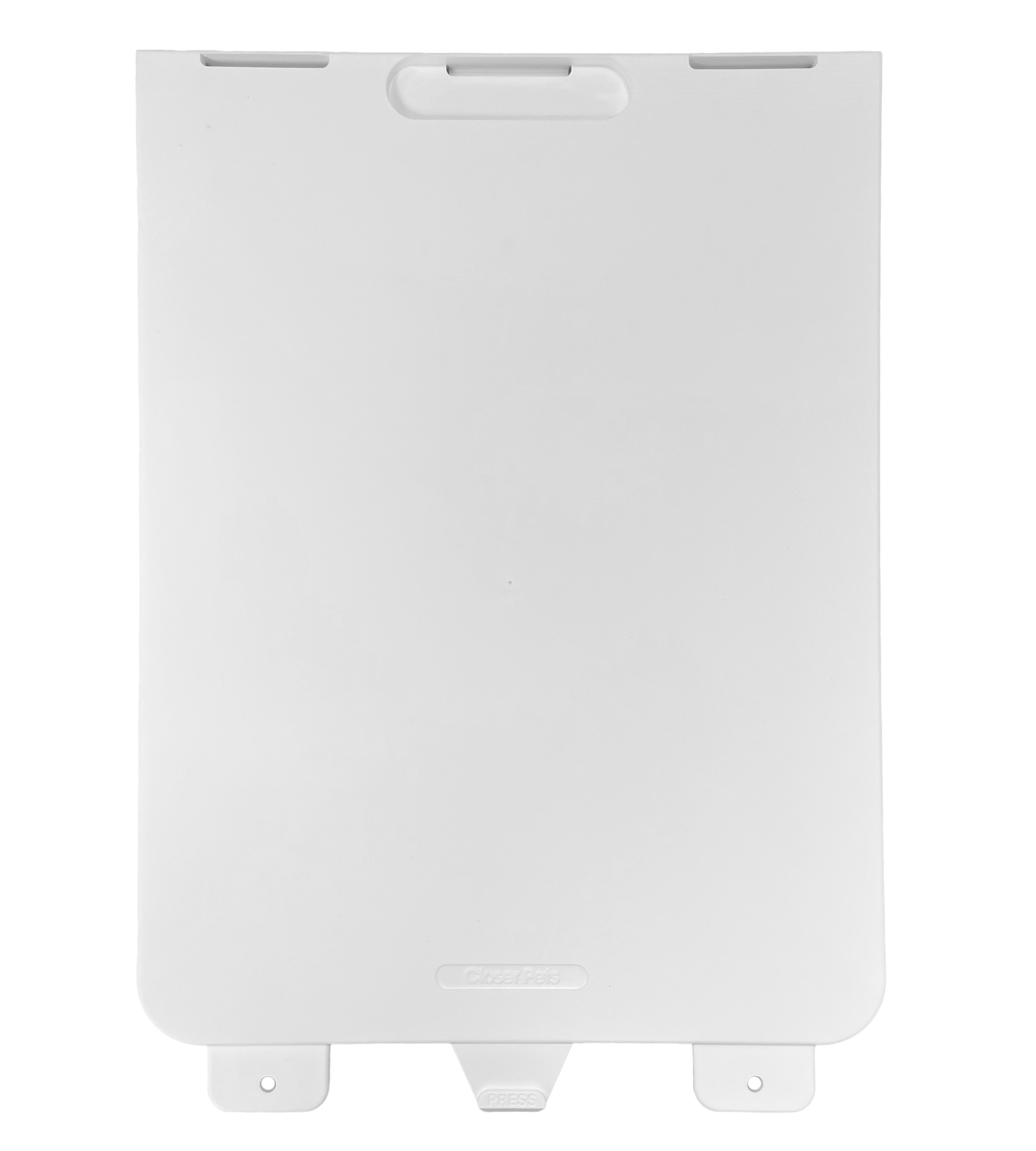 A front view of the replacement security panel in white for the Dog Mate Large Dog Door, White (Ref. 216W)
