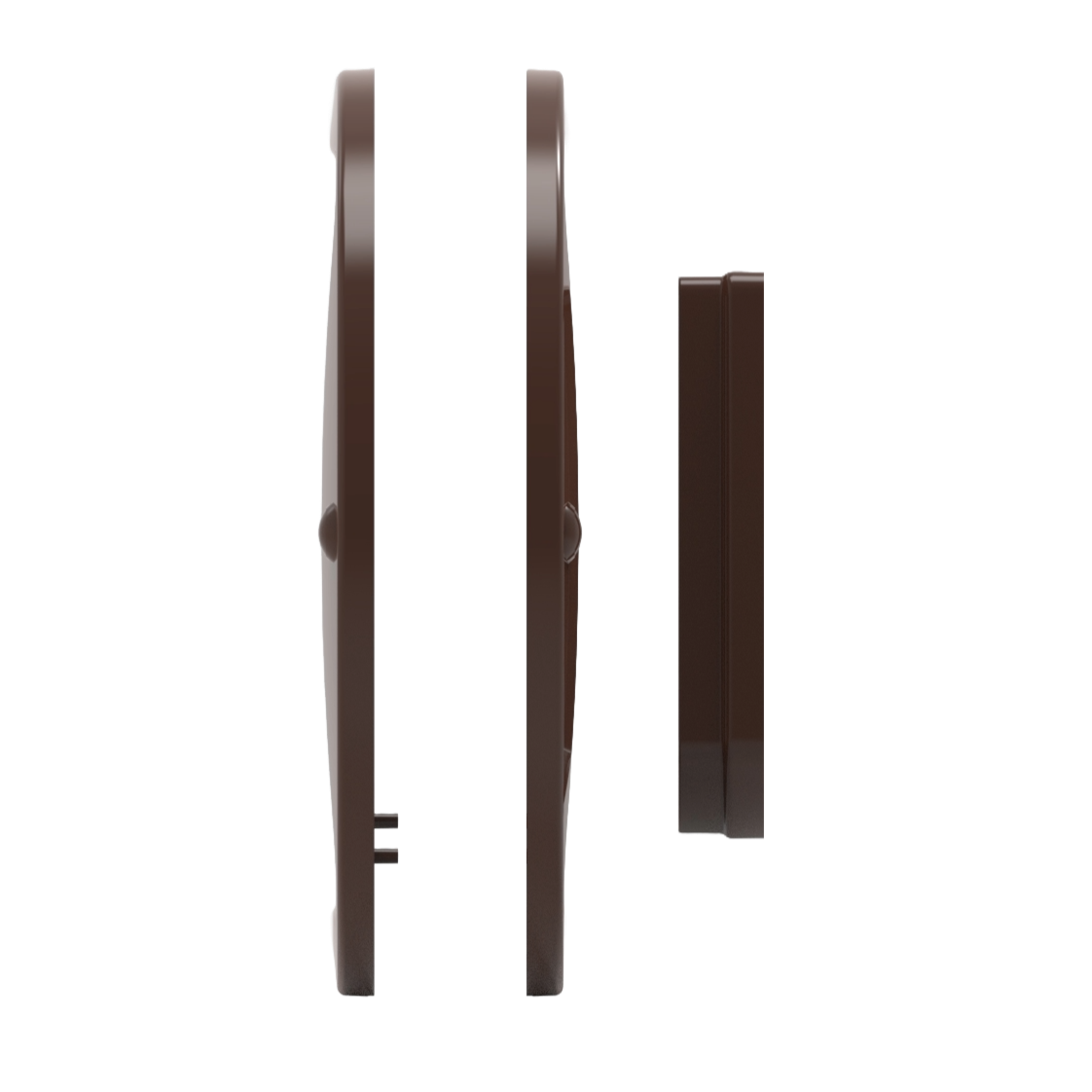 A side on view of the brown cat flap adapter