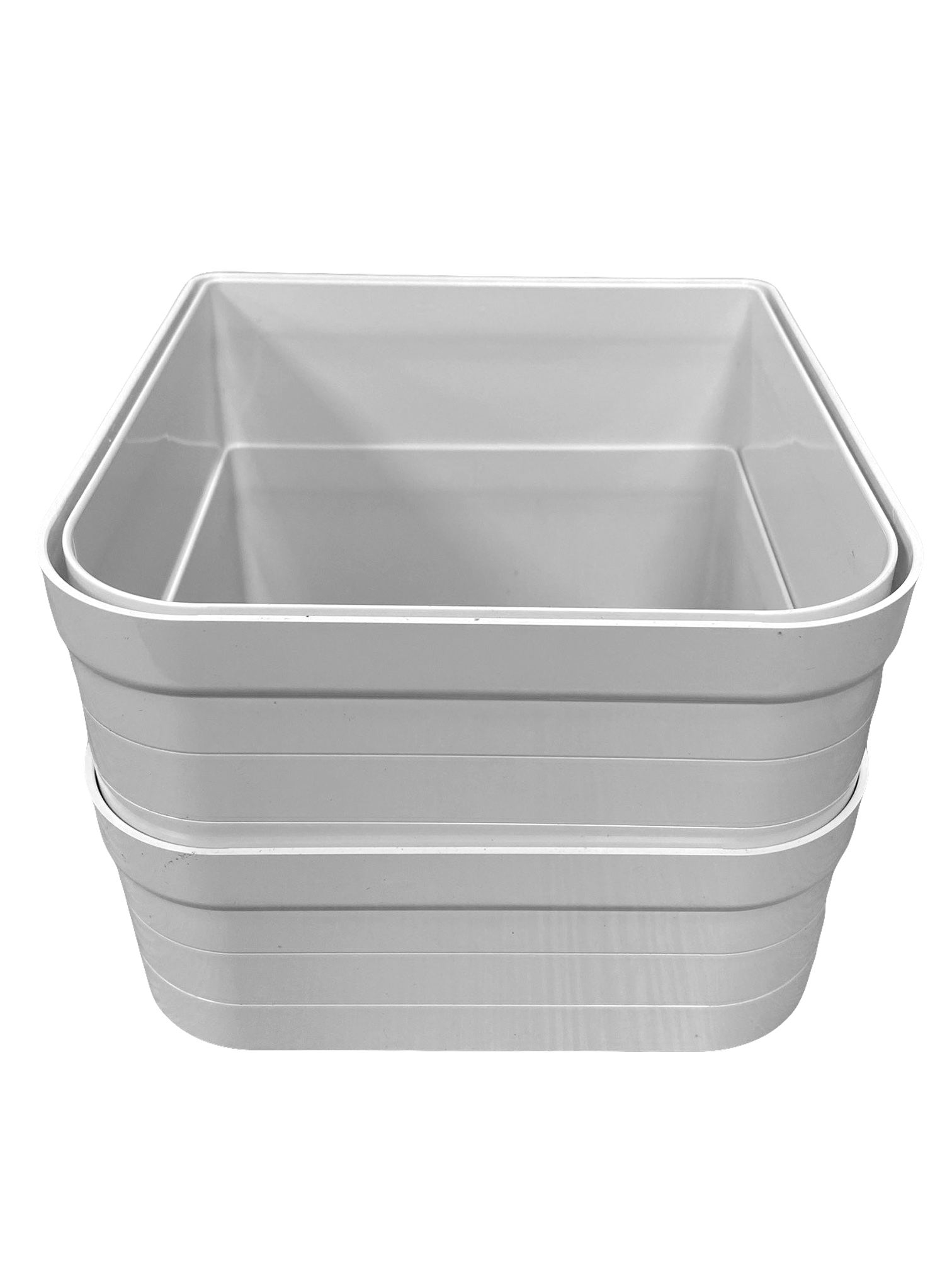 A pair of white wall liners stacked together on a clear background