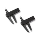 A pair of black plastic clamps that can be used to attach the feeder to the aquarium glass.