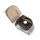 A front angle view of the dark coloured open automatic feeder with a 21 day food capacity and is suitable for feeding fish that are kept in ponds such as koi and goldfish on a white background