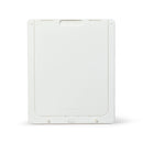A rear view of the large white dog flap made by Dog Mate for larger dog breeds such as German shepherds on a white background