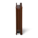 A side-on view of the brown frame for the cat door which is self-lining up to two inches and is suitable for installation into a variety of doors and thin panels, on a white background