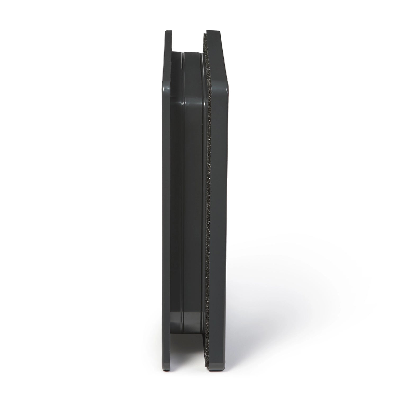 A side view of the large cat flap in grey for large cats and small dogs on a white background