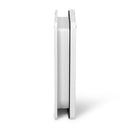 A side view of the white pet door frame for large cat breeds, which is self-lining up to two inches thick which is suitable for installation in to all doors and thin panels, on a white background