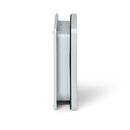 A side on view of the white lockable cat flap with door liner, on a white background