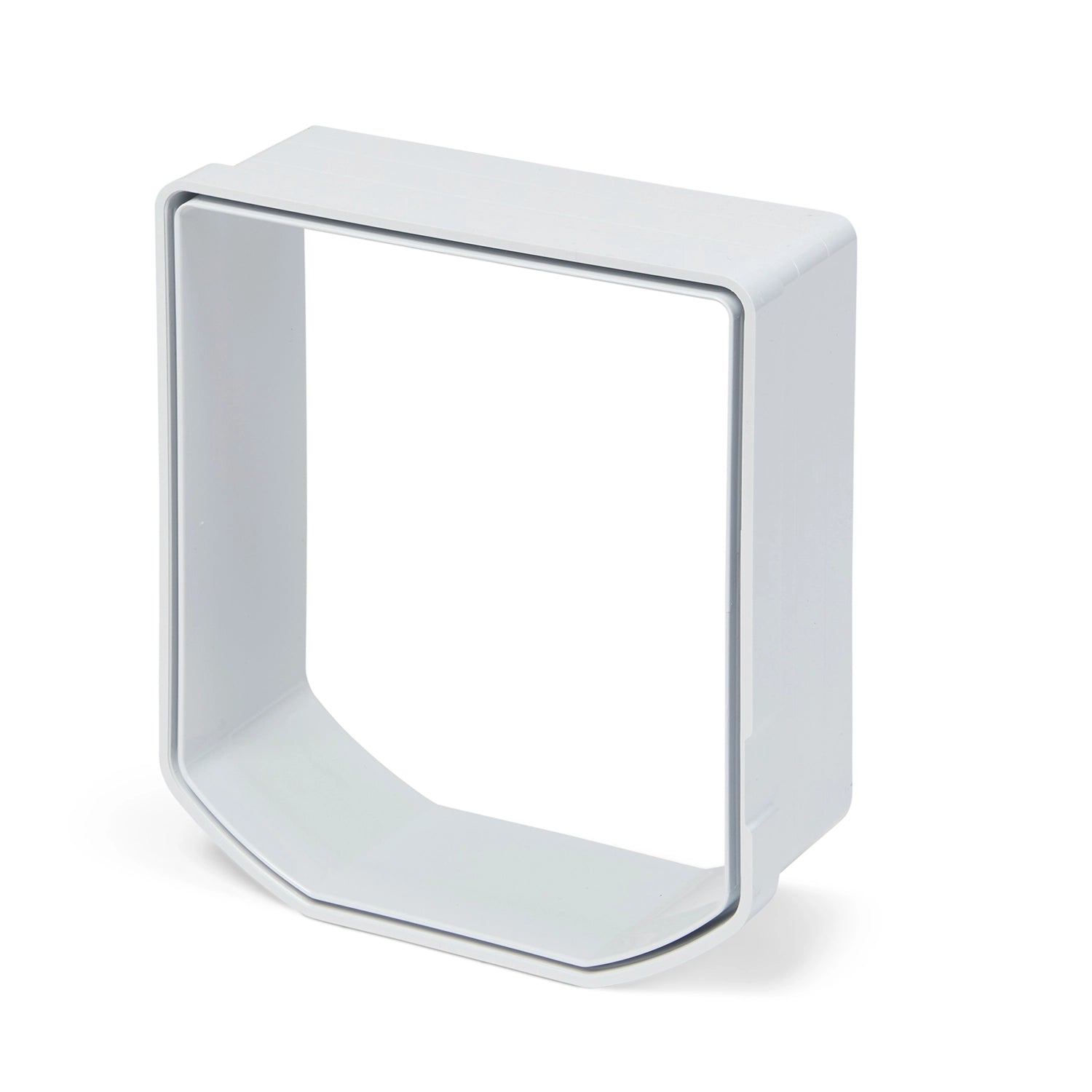 A single white wall liner for use with installing specific cat flaps in to a wall or door on a white background