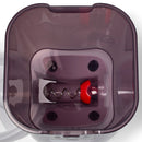 A top down view of the inside of the pet food container on the automatic pet feeder on a white background