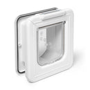 Pet door with a white frame on a white background