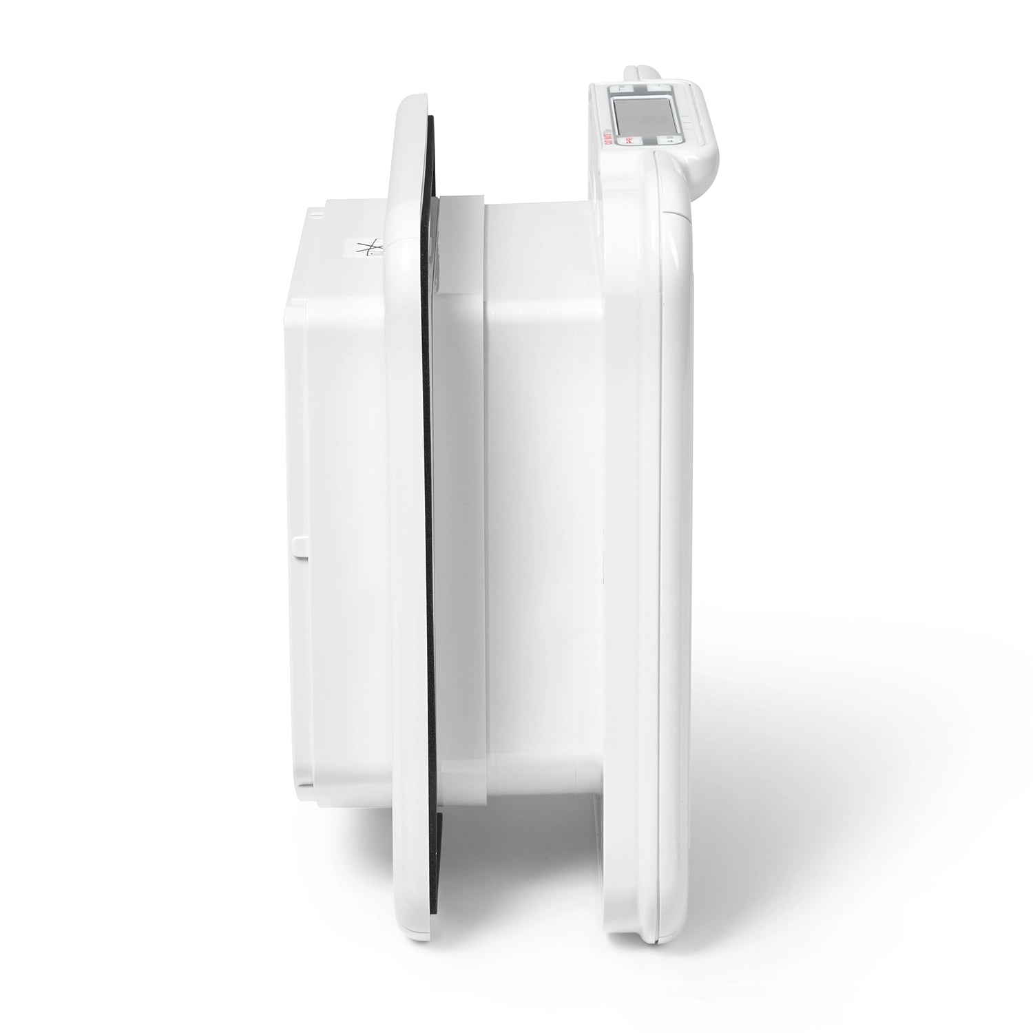 A side view of the elite microchip cat flap with timer control which c an show the entry / exit status of the last three cats to use the cat flap