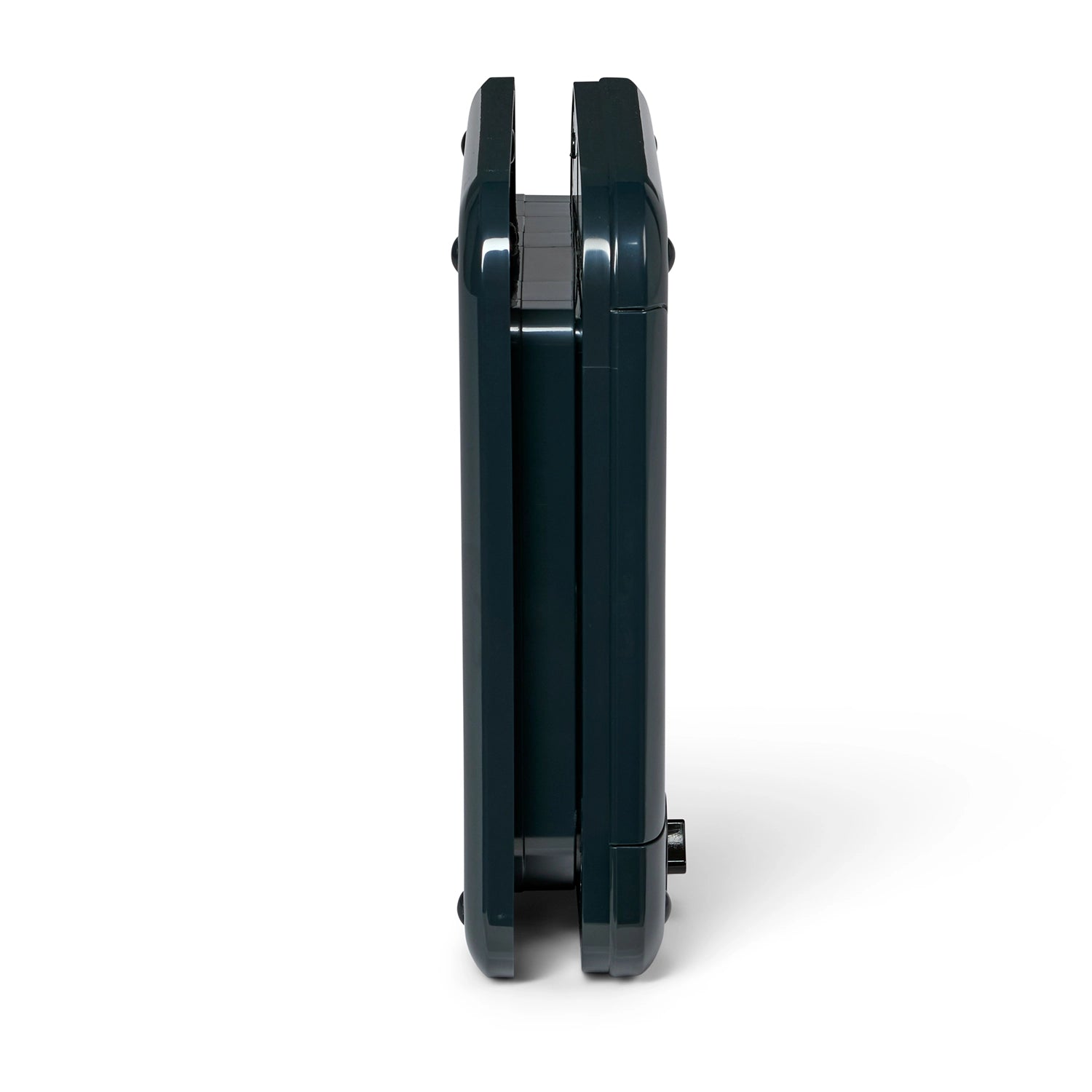 A side on view of the rotary cat flap made by Cat Mate in black, which is self lining up to two inches thick and is suitable for installation in to a variety of door and wall types.