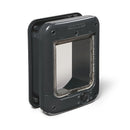 Pet door with a clear flap on a white background