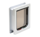 Puerta para gatos con cierre de 4 posiciones y revestimiento de puerta de hasta 50 mm (2 pulgadas) – Blanca (CP 235W)