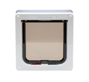 Puerta para gatos con cierre de 4 posiciones y revestimiento de puerta de hasta 50 mm (2 pulgadas) – Blanca (CP 235W)
