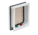 Puerta para gatos con cierre de 4 posiciones y revestimiento de puerta de hasta 50 mm (2 pulgadas) – Blanca (CP 235W)