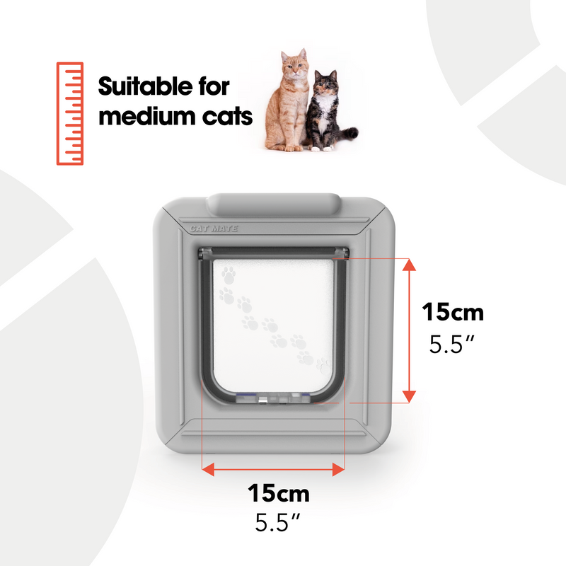 Puerta para gatos Elite con microchip y temporizador, color blanco (355 W)