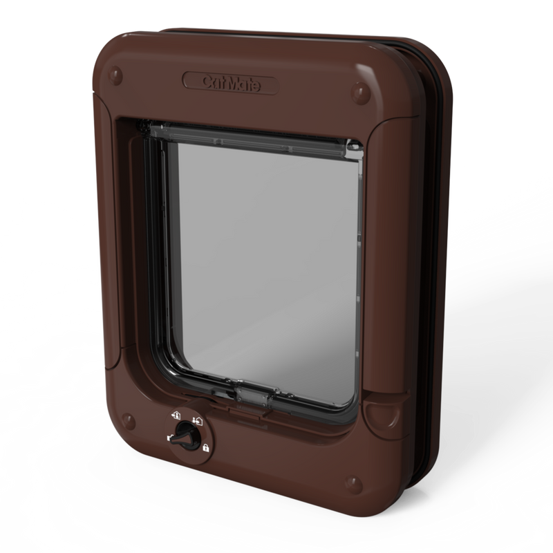 Cat Mate Rotary 4-Way-Locking Cat Flap – Brown (358B)