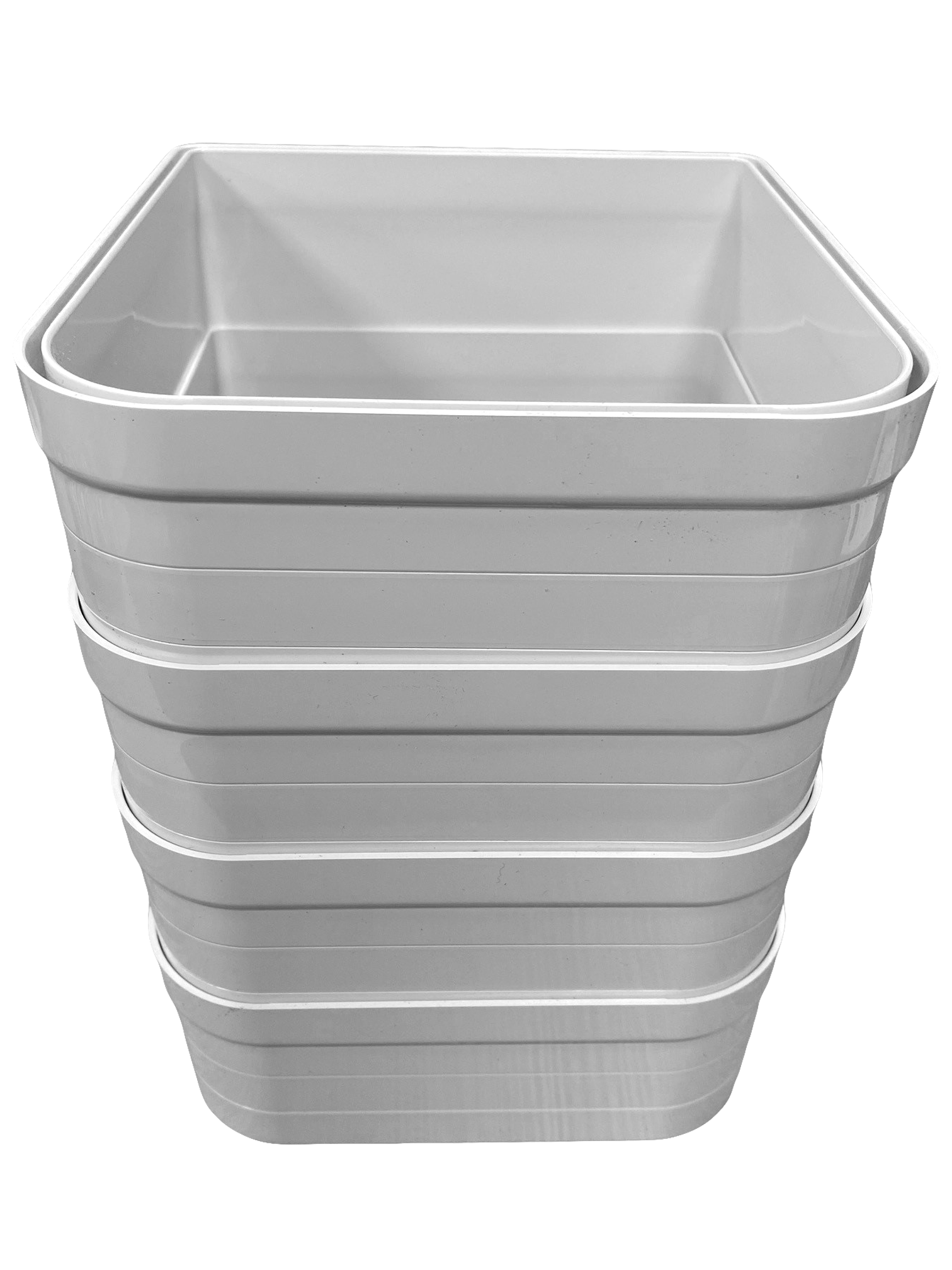 A stack of four white wall liners on a clear background 