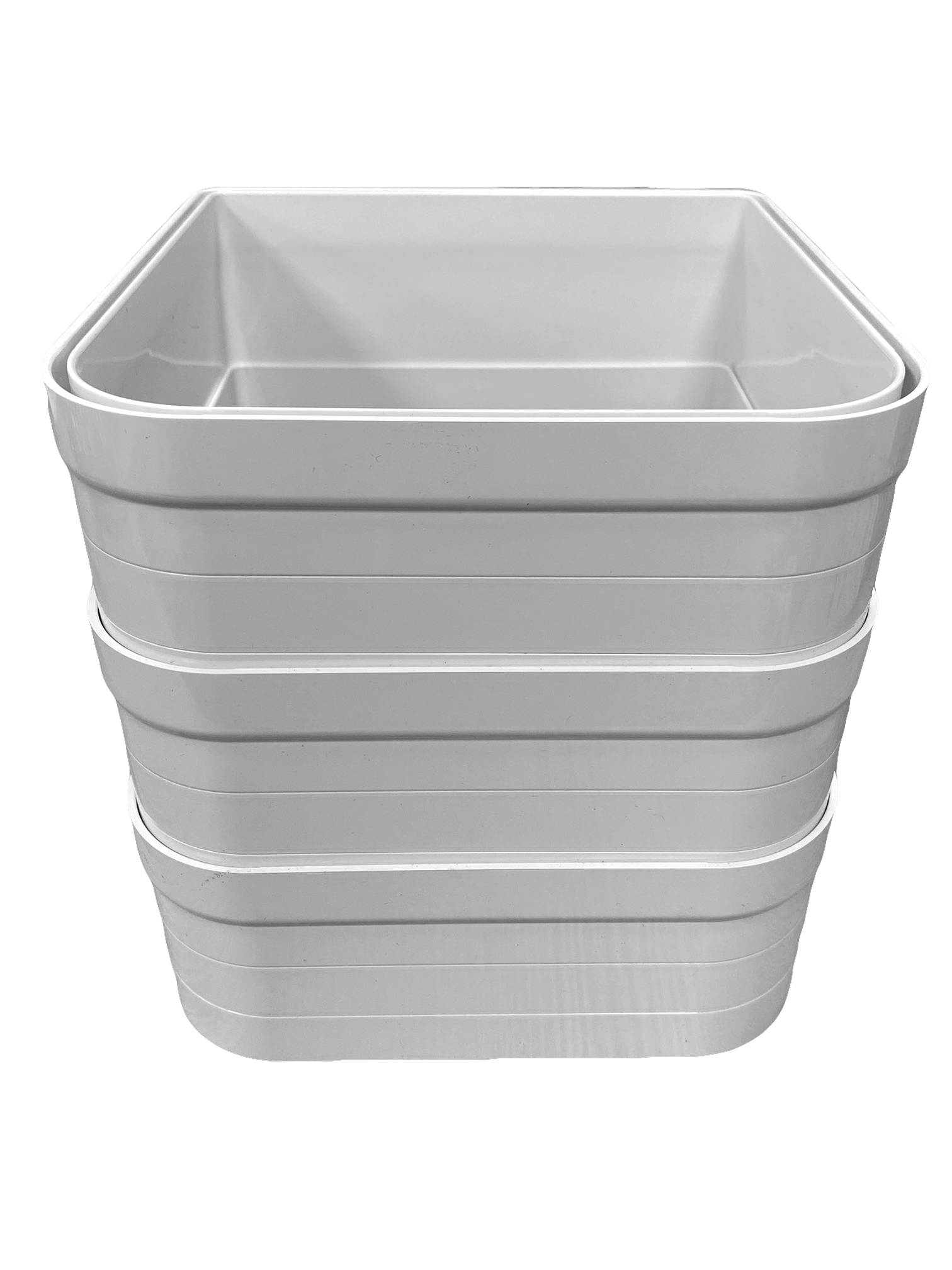 A stack of three wall liners in white on a clear background 