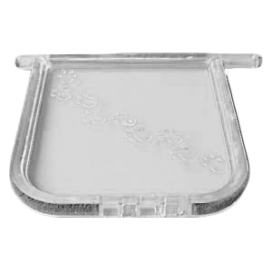 A horizontal view of the clear plastic replacement flap for the Cat Mate Elite ID Disc Cat Flaps (Ref. 305/306) and Elite Microchip Cat Flaps (Ref. 355/356) on a clear background