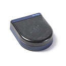 Black and blue automatic food dispenser which is suitable for use with aquariums, with 'Fish Move' branding on a white background