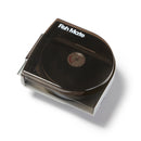 A top down front view angle of the closed  pond fish feeder on a white background 