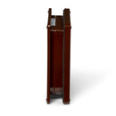 A side on view of the brown lockable cat flap with two way locks on a white background