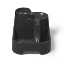 Dark grey empty three level pet water fountain with 'Cat Mate' branding on a white background