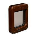 A front angle view of the brown 4-way rotary cat flap by Cat Mate on a white background 