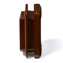 A side on view of the brown cat flap which is self lining up to 3 3/8 inches thick and can be installed in to all doors, including metal 