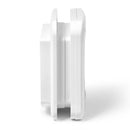 A side on view on the cat flap which is sef lining up to 3 3/8 inches and can be installed in various door types, including metal 