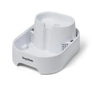 Pet water fountain in white with a six litre capacity with 'Dog Mate' branding on the bottom tier against a white background