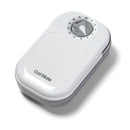 White and grey pet feeder with a timer on a  background, branded 'Cat Mate' in matching grey letters.