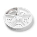 White plastic tray with compartments and a stainless steel bowl insert on a white background