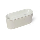 Empty grey ceramic pet water fountain with oval shape and dual-wall design, featuring a shallow drinking basin on top, which has an overall capacity of 800ml. 