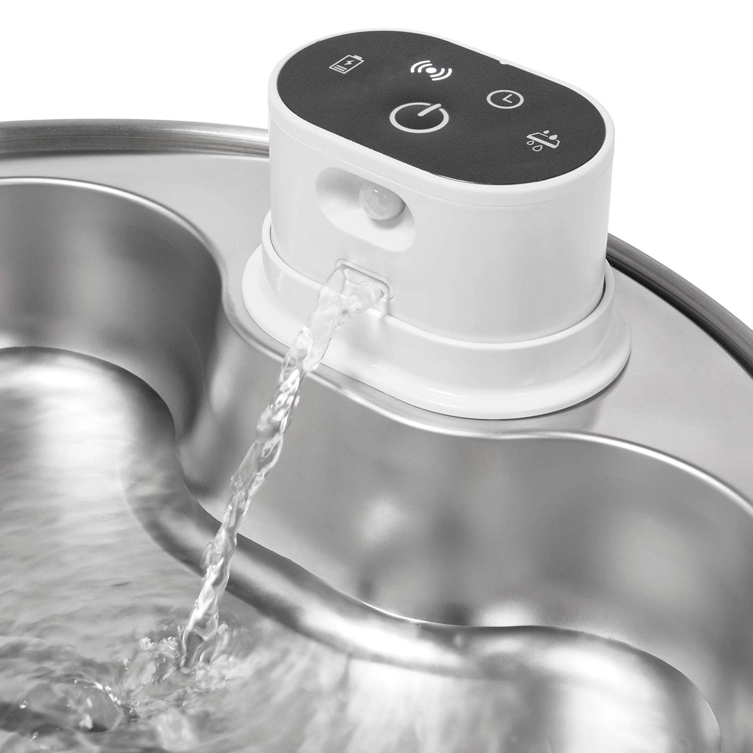 Water dispenser with water flowing out.