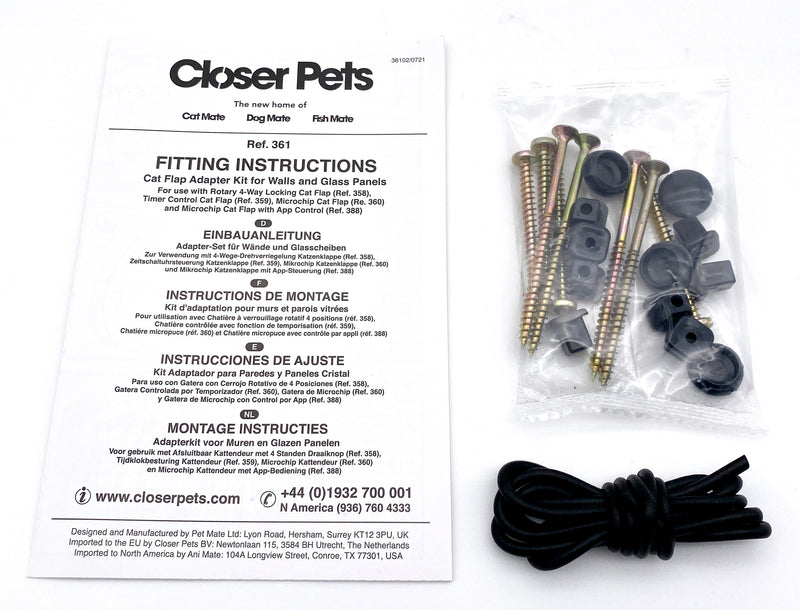 Cat Mate Cat Flap Adapter Kit for Walls and Glass Panels – Dark Grey (361G)
