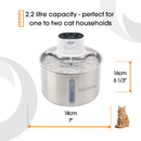 Cat Mate 2.2 Litre Stainless Steel Cordless Cat Water Fountain