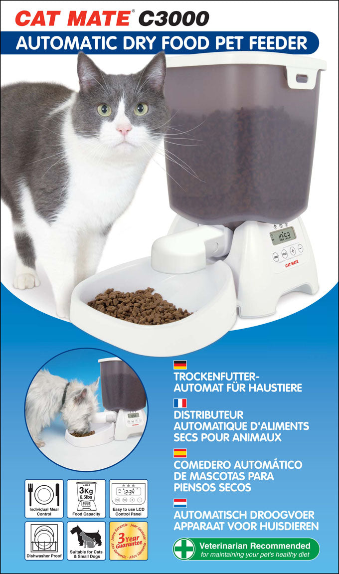 Multi-meal Automatic Dry Food Pet Feeder with Digital Timer (C3000)