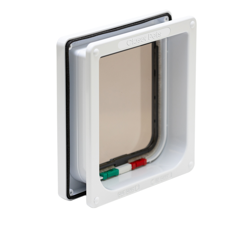 4-Way-Locking Cat Flap with Door Liner to 50mm (2 inches) – White (CP 235W)